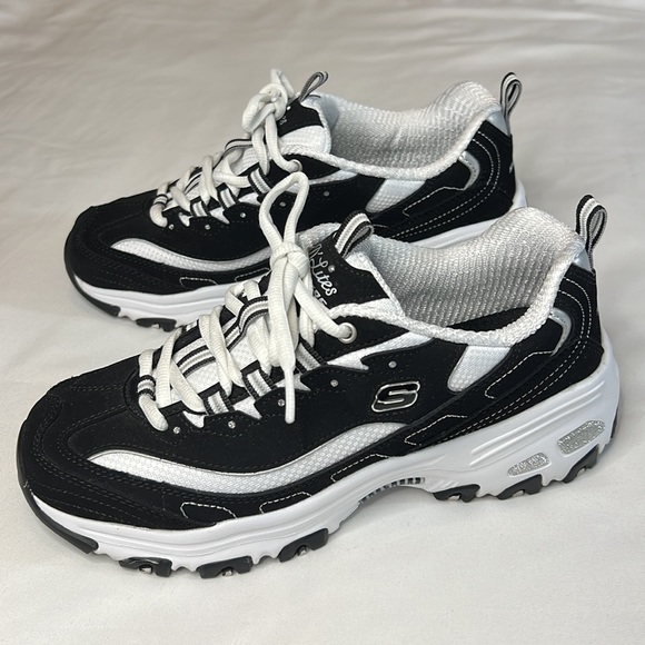 Skechers Shoes Skechers Womens Black White Dlites Biggest Fan